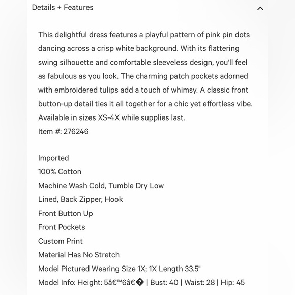 Unique Vintage Smak Parlour Pink Pin Dot Tulip Sleeveless Swing Dress, 1x, NWT! - Picture 15 of 16